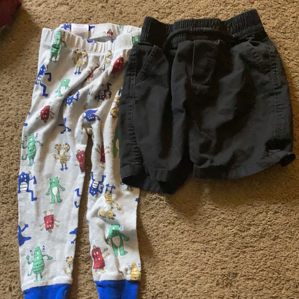 1 pair pajama pants, 1 pair shorts.